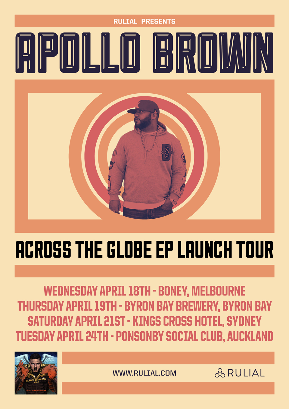 APOLLO BROWN “ACROSS THE GLOBE” AUSTRALIA & NEW ZEALAND LAUNCH TOUR